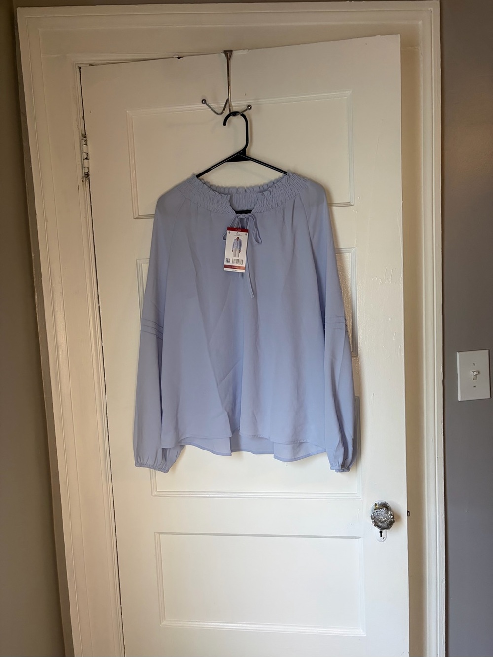Eileen Fisher Light Blue Long-Sleeve Peasant Blouse
